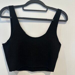 Zara Women's Black Scoop Neck Cropped Tank Top Size Small